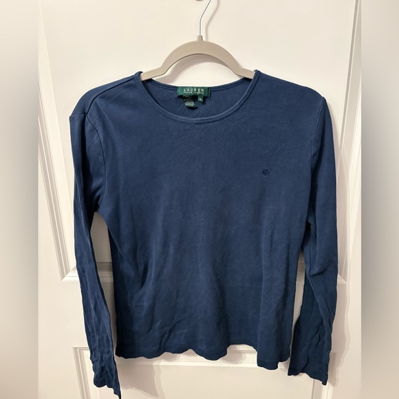 Ralph Lauren Tops - Ralph Lauren Women's Navy Blue Long Sleeve Shirt 100% Cotton, Size Medium